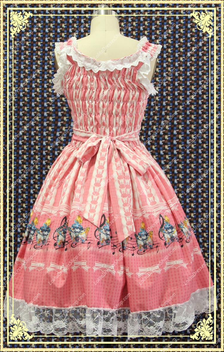 Pink Alice and Rabbit Floral Sweet Lolita Dress