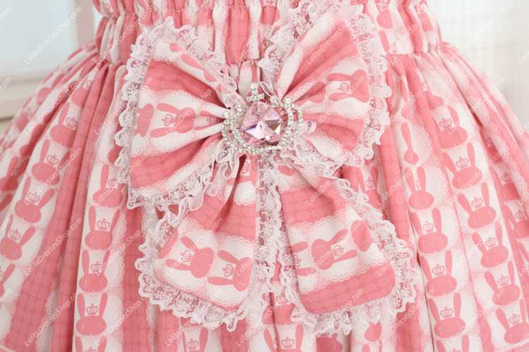 Pink Alice and Rabbit Floral Sweet Lolita Dress
