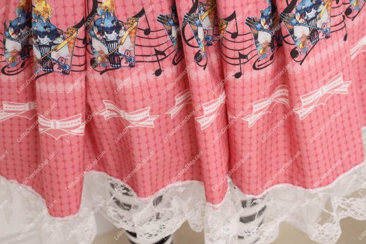 Pink Alice and Rabbit Floral Sweet Lolita Dress