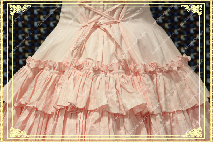 Pink Stand Collar Short Sleeves Multilayer Sweet Lolita Dress