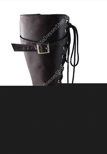 Brown belt strap PU Gothic Lolita Boots