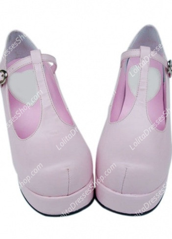 Princess Cute PU Pink Heart Strap Lolita Shoes