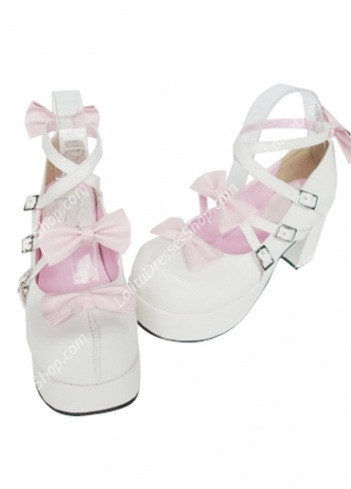 Princess Cute PU White High Heel Bowknots Lolita Shoes