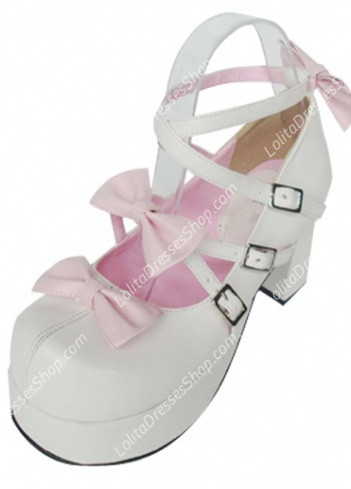 Princess Cute PU White High Heel Bowknots Lolita Shoes