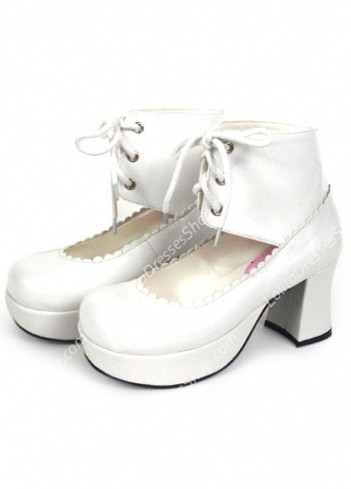 Princess Cute PU White Ankle Design Lolita Shoes