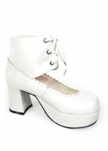Princess Cute PU White Ankle Design Lolita Shoes