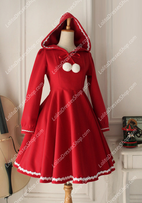 Vintage Red Cute Wool Blended Lolita Coat