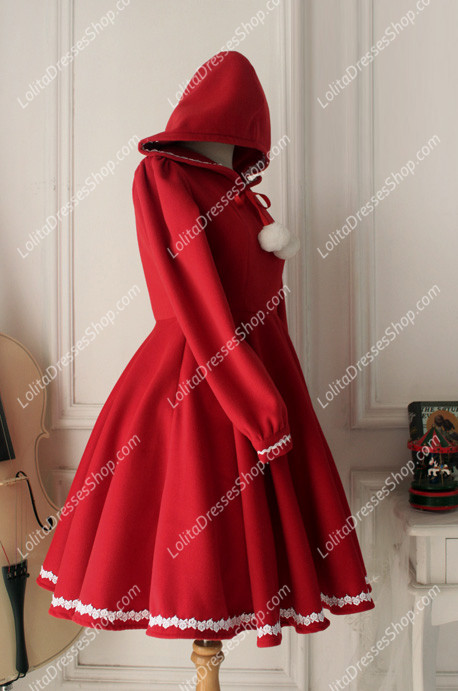 Vintage Red Cute Wool Blended Lolita Coat