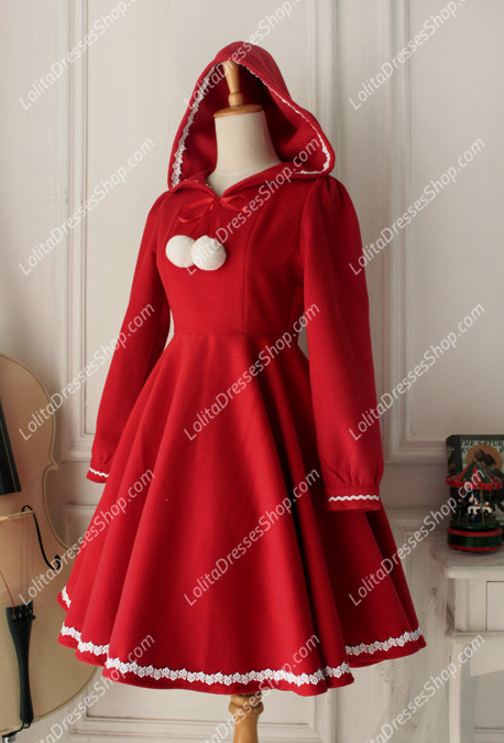 Vintage Red Cute Wool Blended Lolita Coat