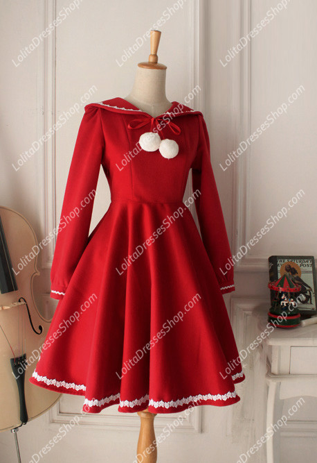 Vintage Red Cute Wool Blended Lolita Coat