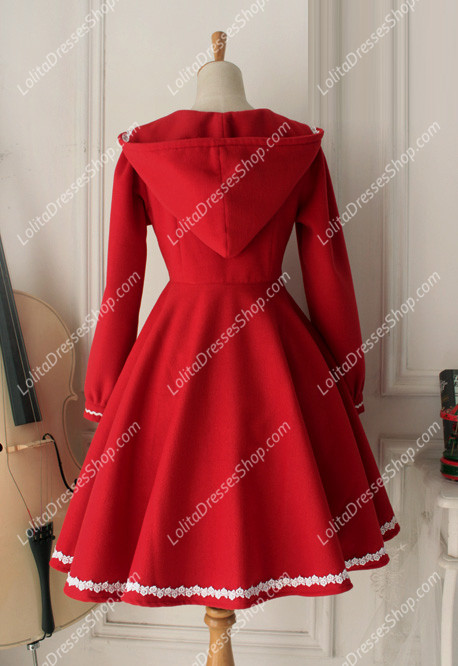 Vintage Red Cute Wool Blended Lolita Coat