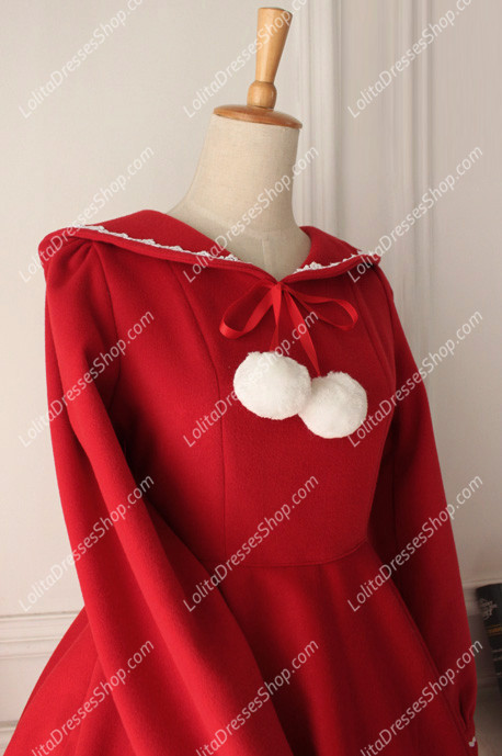 Vintage Red Cute Wool Blended Lolita Coat