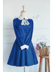 Blue Cotton Doll Collar Long Sleeves Fashion Lolita Dress