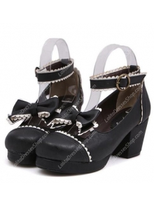 Black Bow High Heel Princess PU Sweet Lolita Shoes