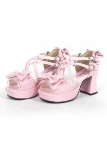 Pink Summer Street Princess PU Sweet Sandals Lolita Shoes