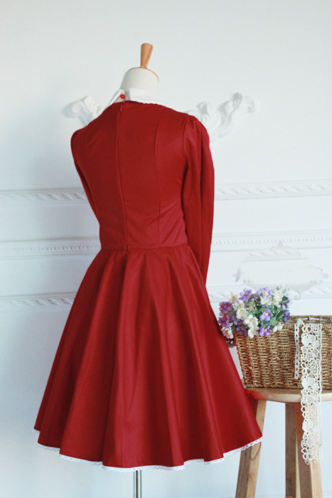 Red Cotton Doll Collar Long Sleeves Fashion Lolita Dress