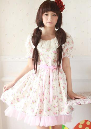 Floral Pink Tutu Vintage Garden Fashion Lolita Dress