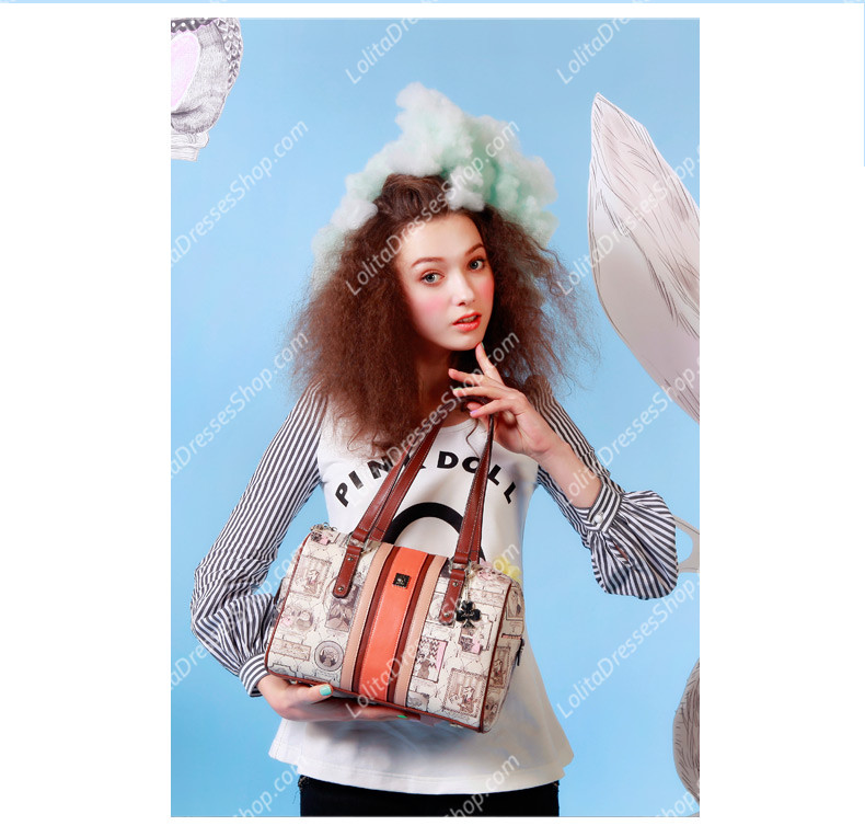 Fashion Square Retro Print Lolita Bags