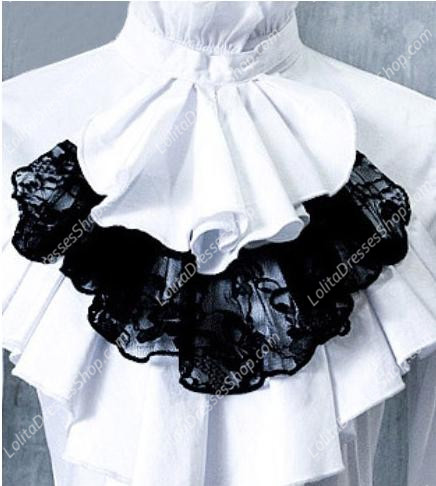 White Gothic Lace Trumpet Sleeves Flounced Collar Slim Lolita Blouse