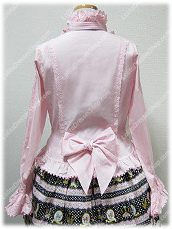 Pink Cotton Stand Collar Long Sleeve Sweet Princess Lolita Blouse