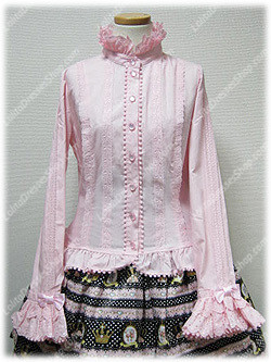 Pink Cotton Stand Collar Long Sleeve Sweet Princess Lolita Blouse