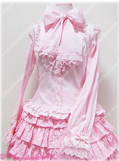 Sweet Cotton Slim with Big Bowknot Long Sleeve Lolita Blouse