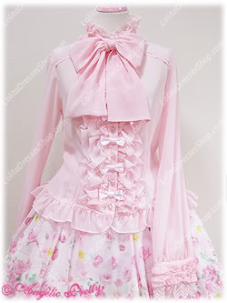 Sweet Princess Pink Stand Collar Long Sleeve With Bowknot Lolita Blouse
