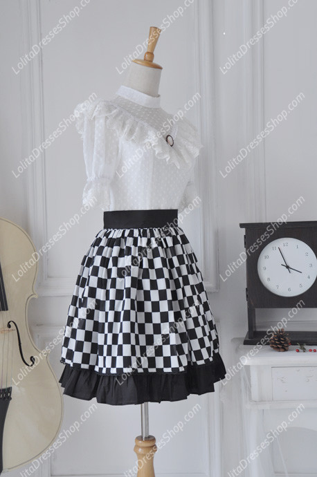 Black and White Grid Fashion Lolita Skirt
