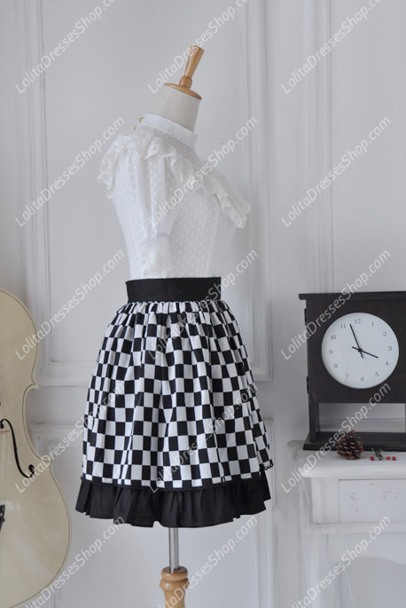 Black and White Grid Fashion Lolita Skirt