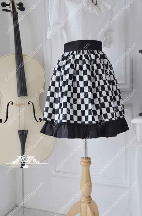 Black and White Grid Fashion Lolita Skirt
