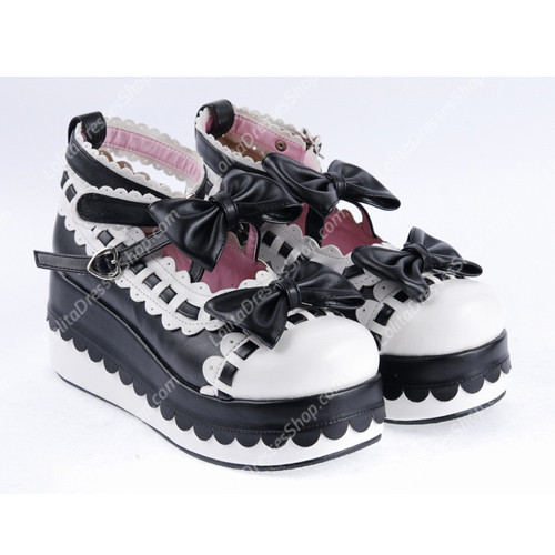 Black and White PU Sweet Lolita Shoes