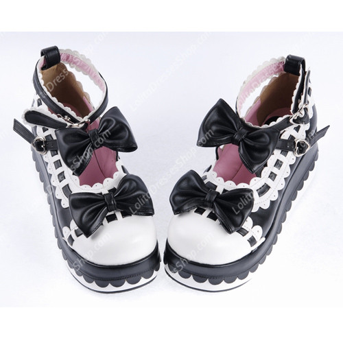 Black and White PU Sweet Lolita Shoes