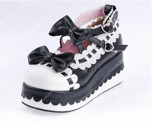 Black and White PU Sweet Lolita Shoes