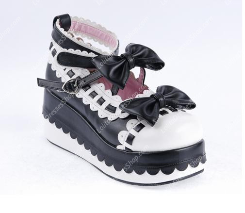 Black and White PU Sweet Lolita Shoes