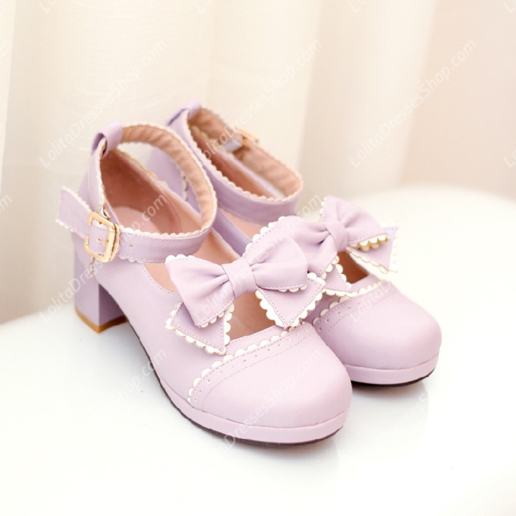 Sen Department Cute Doll Girls Thick with Round Toe PU Sweet Lolita Shoes