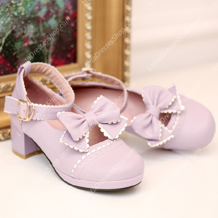 Sen Department Cute Doll Girls Thick with Round Toe PU Sweet Lolita Shoes