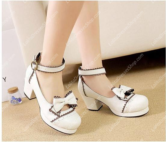 White Bow High Heel Princess PU Sweet Lolita Shoes