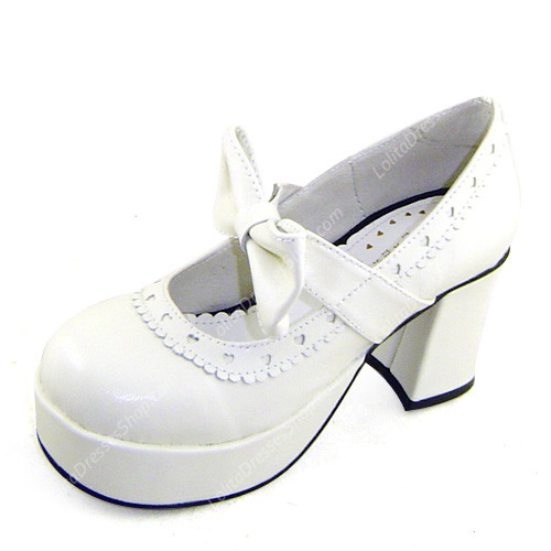 White High Heel Simple Princess PU Sweet Lolita Shoes