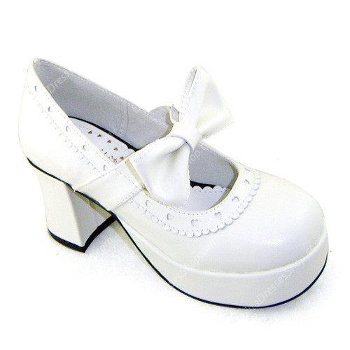 Cheap White High Heel Simple Princess PU Sweet Lolita Shoes Sale At ...