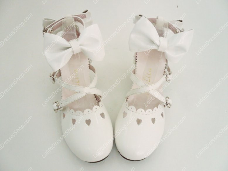 White Sandals Hollow Summer PU Sweet Lolita Shoes