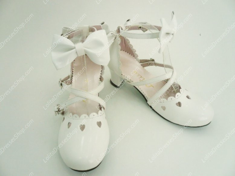 White Sandals Hollow Summer PU Sweet Lolita Shoes