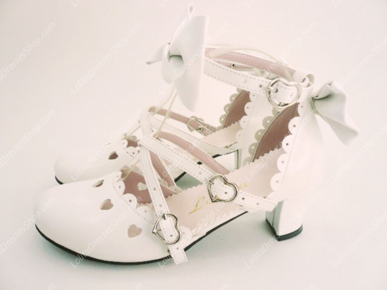 White Sandals Hollow Summer PU Sweet Lolita Shoes