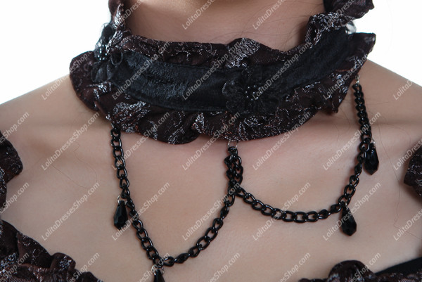 Black Straps Sleeveless Multilayer Cake Punk Lolita Dress with Neck Ring