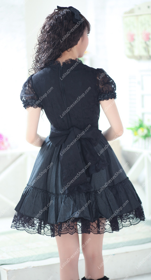 Plain Black Lace Flouncing Elegant Princess Punk Lolita Dress