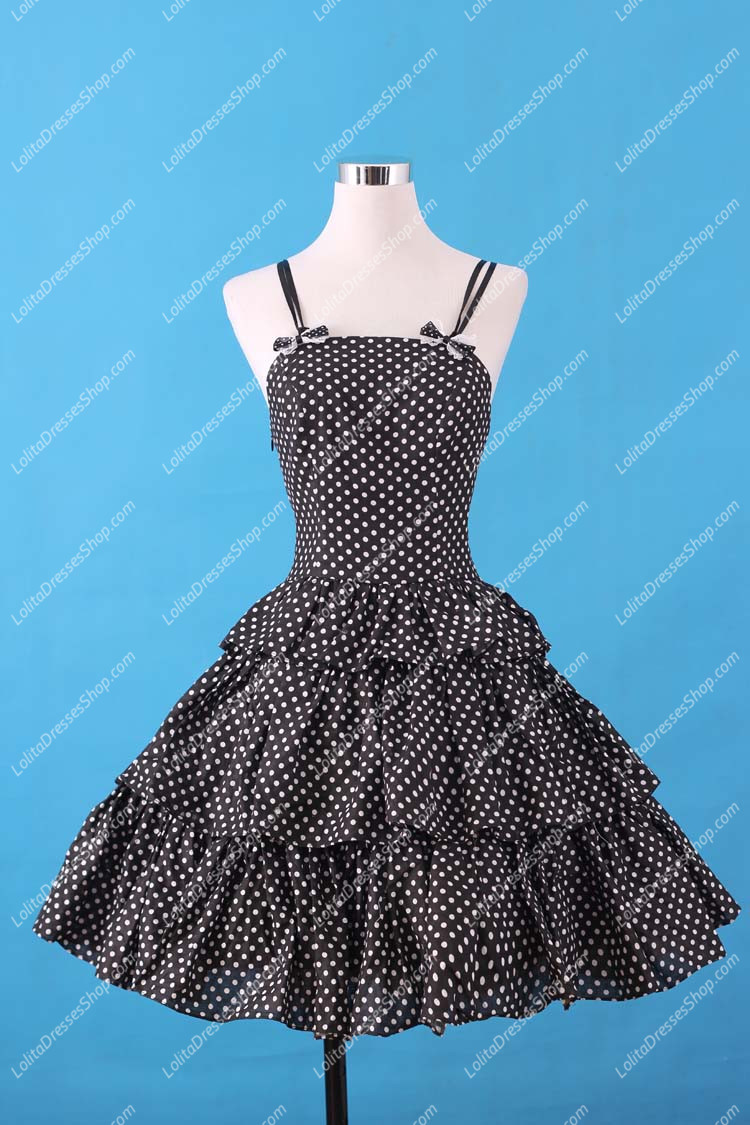 Sweet Black and White Neck Square Ruffles Lolita Dress