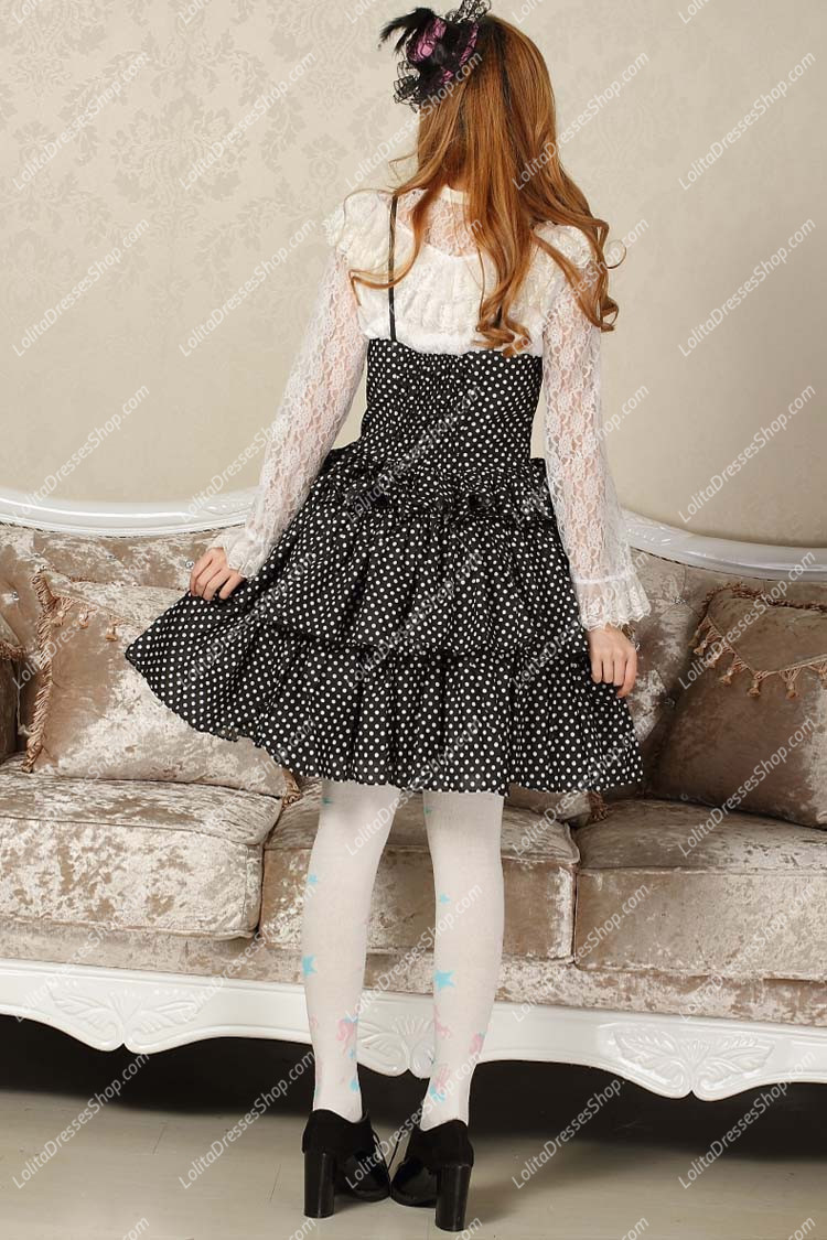 Sweet Black and White Neck Square Ruffles Lolita Dress