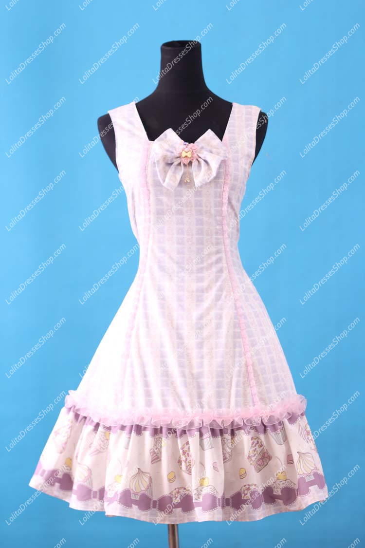 Sweet purple Square Neck Ruffles Bow Lolita Dress