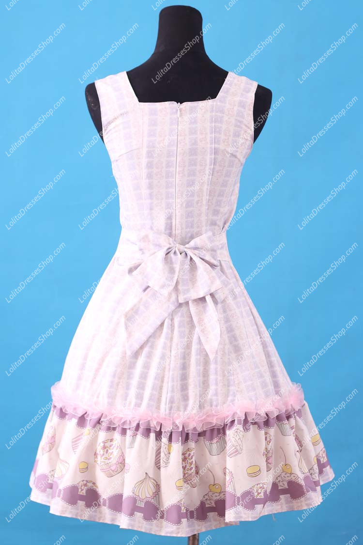 Sweet purple Square Neck Ruffles Bow Lolita Dress
