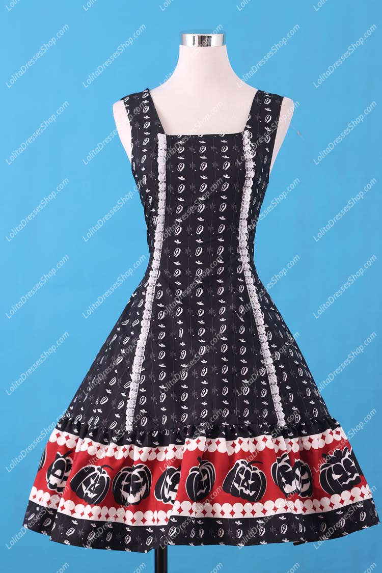 Sweet Black Square Neck Ruffles Bow Lolita Dress