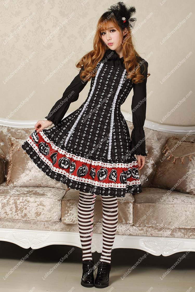 Sweet Black Square Neck Ruffles Bow Lolita Dress